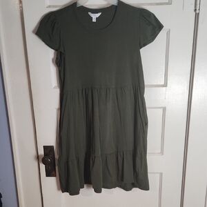 Time and Tru Kids Casual Olive Dress